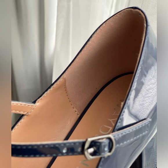 Navy Patent Mary Jane T-strap Low Heels - Picture 8 of 11